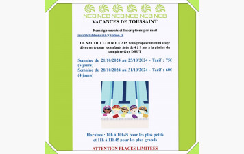 Les inscriptions au mini stage découverte Natation de Toussaint sont ouvertes