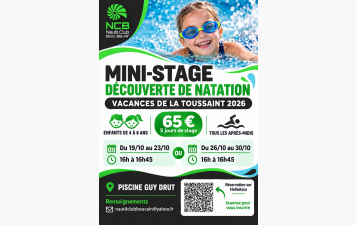 Les inscriptions au mini stage découverte Natation de Toussaint sont ouvertes