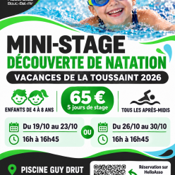 Les inscriptions au mini stage découverte Natation de Toussaint sont ouvertes